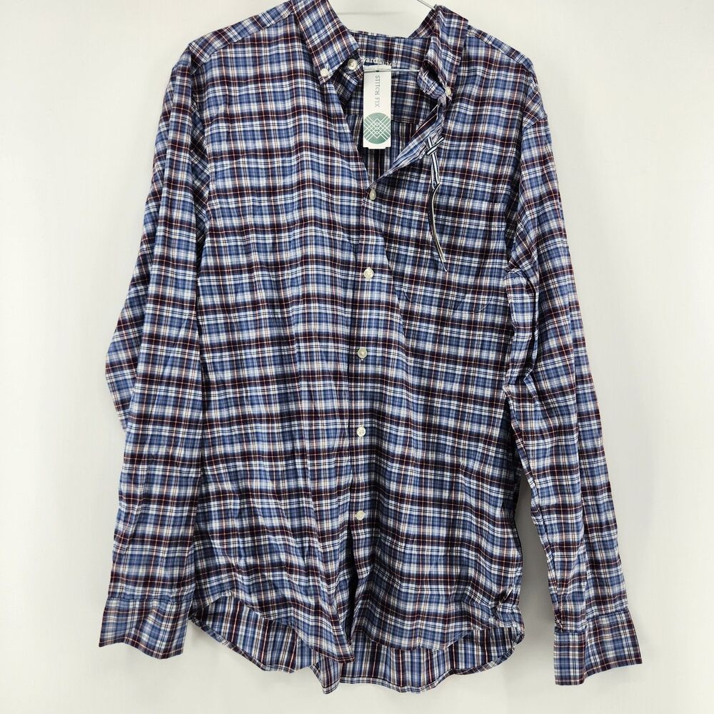 Vineyard‎ Vines M Blue Summer Evening Faraway Plaid Cotton Shirt NWT